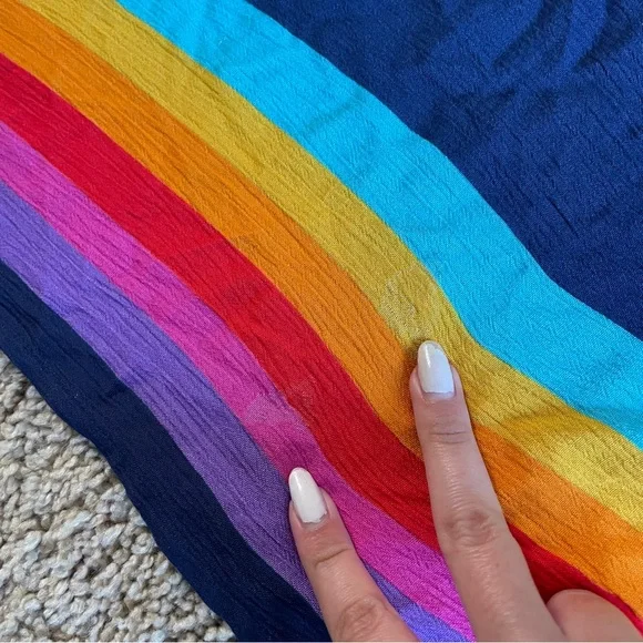 Trina Turk Rainforest Embroidered Sarong Navy Blue Rainbow - Picture 6 of 6